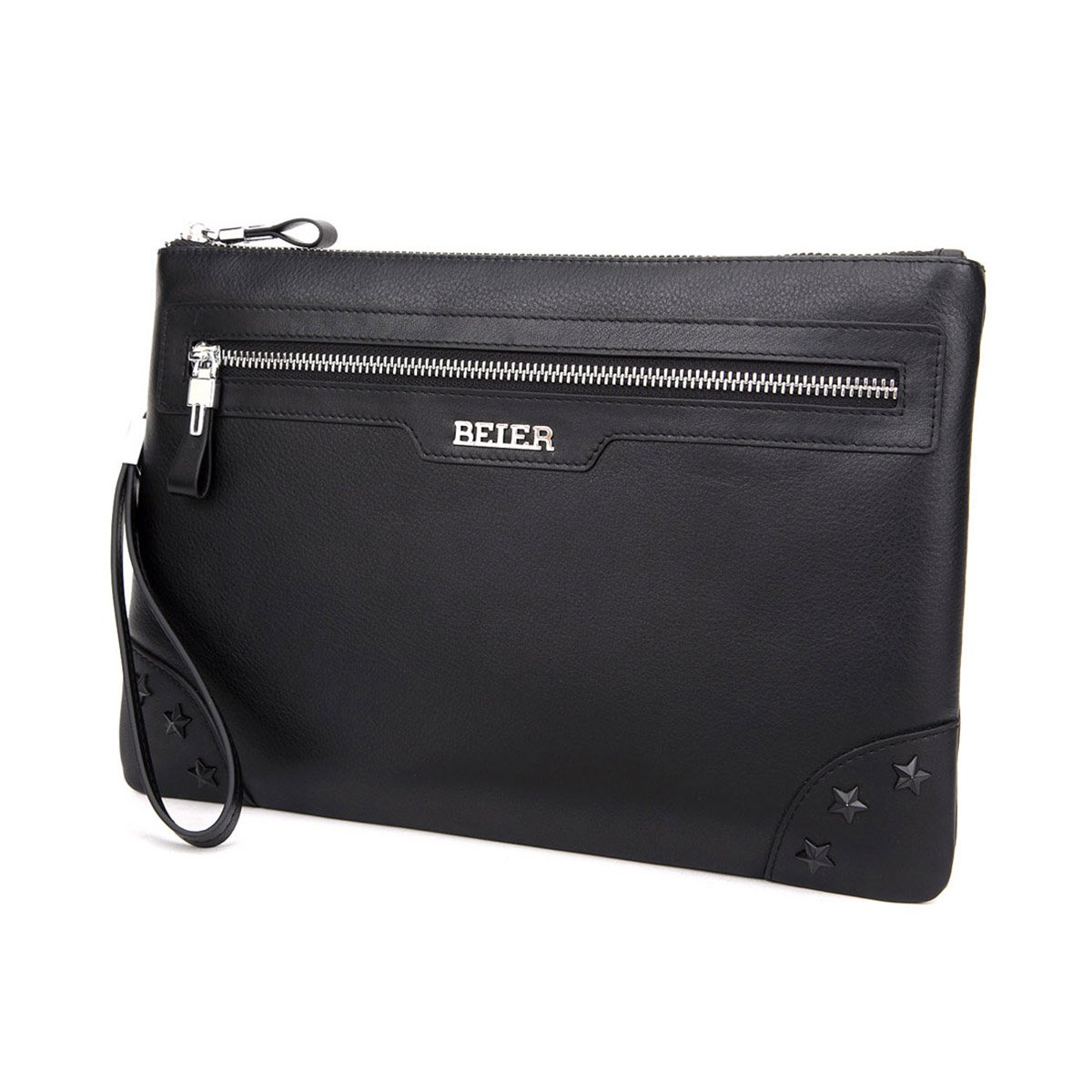 宴会休闲商务纯色进口牛皮革真皮休闲夹包男包