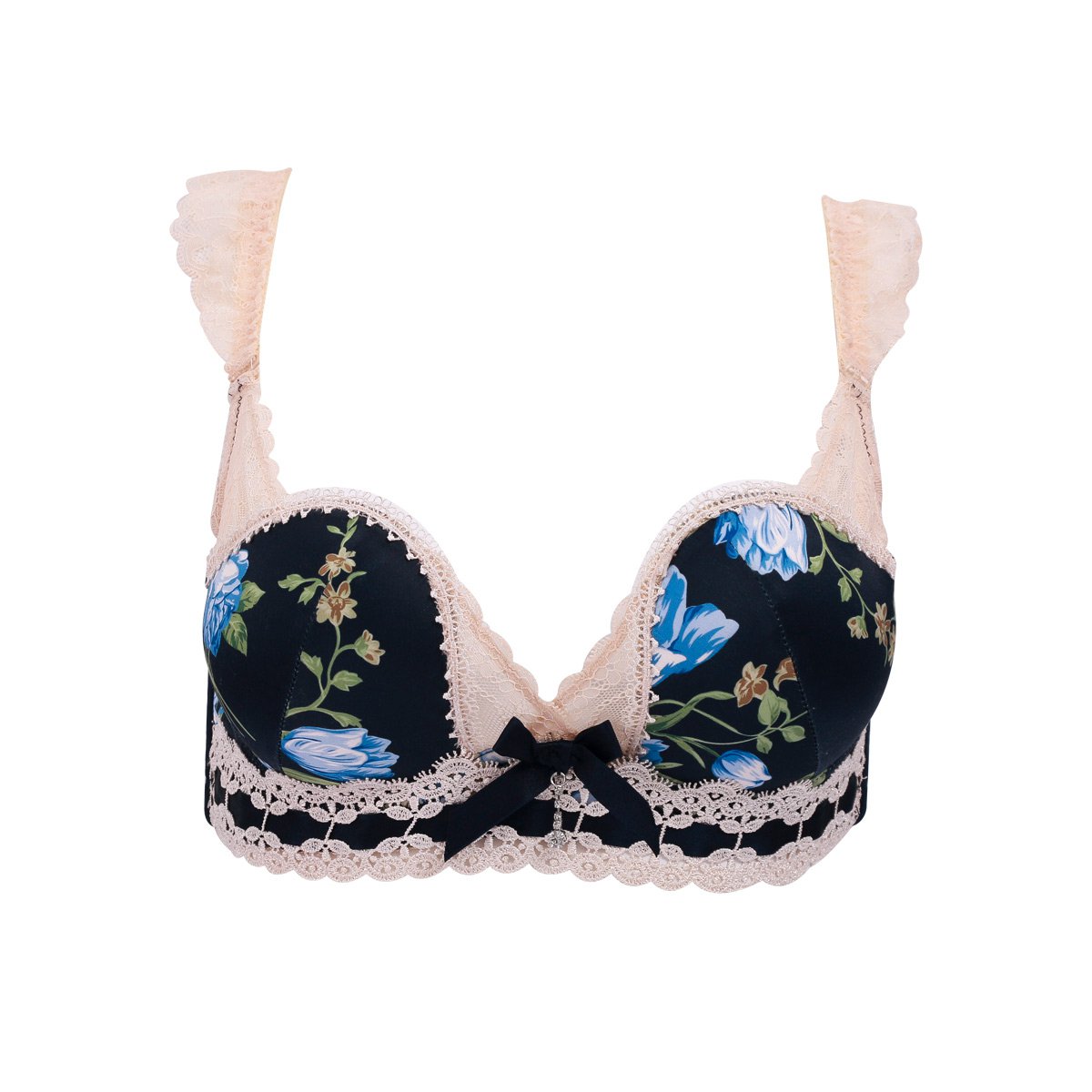 mmuses缪诗内衣特卖旗舰店(旧) 缪诗蔷薇之恋蕾丝缎面印花聚拢桃心杯