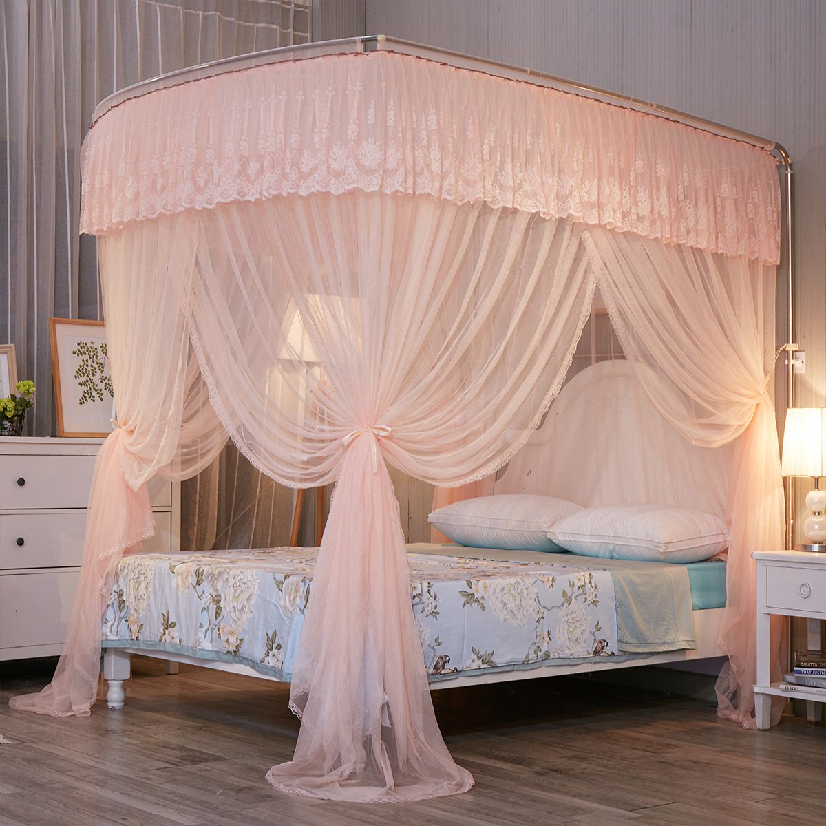 优雅100【特惠】雅阁 伸缩式钓鱼竿公主风宫廷蚊帐 三开门蚊帐