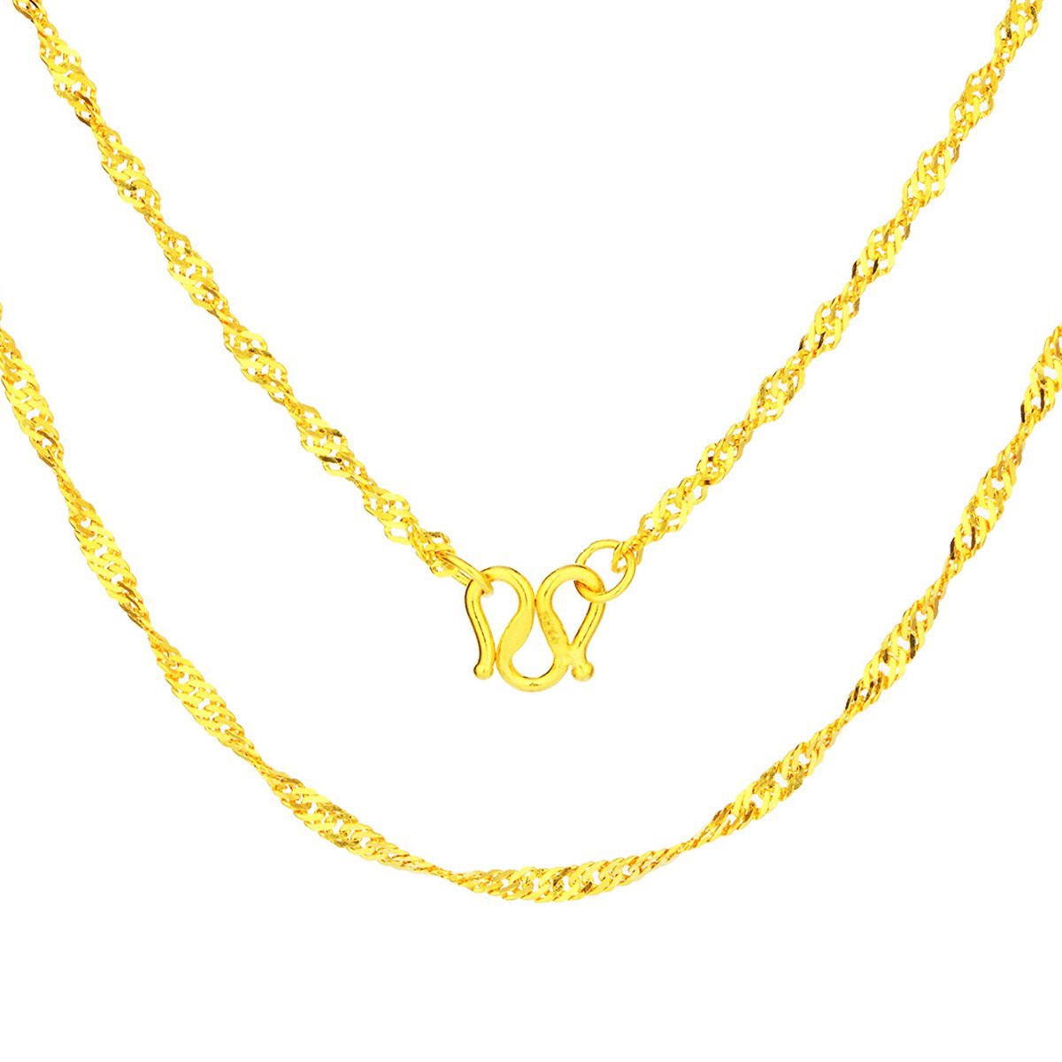 足金优雅水波链黄金项链素链计价