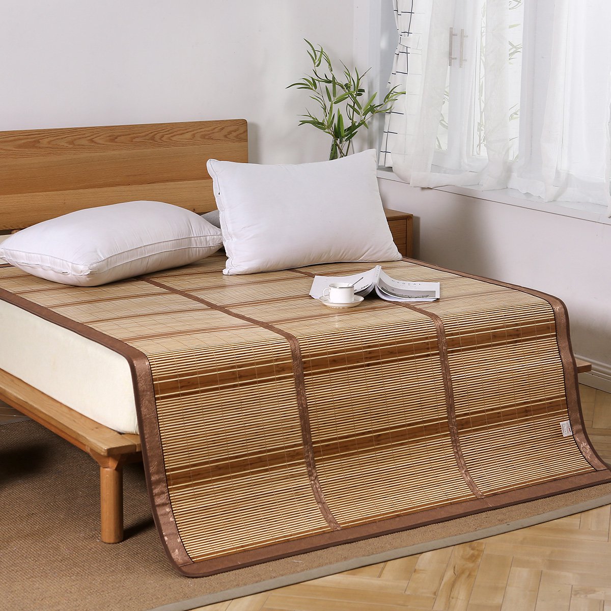 光滑透气可折叠凉席碳化竹席竹纤维软席席子