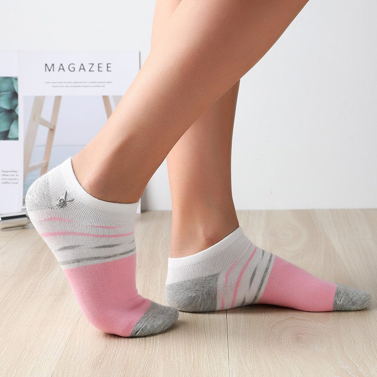 (5双装)薄款女士船袜精梳棉棉袜女透气甜美女袜子