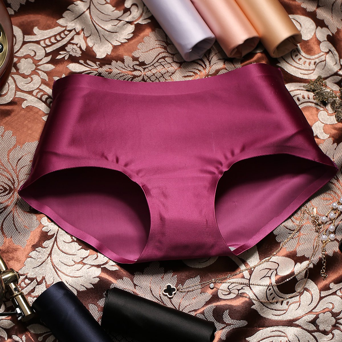 (3条装)无痕丝滑女士内裤 奢华性感丝绸质感深浅组合内裤女