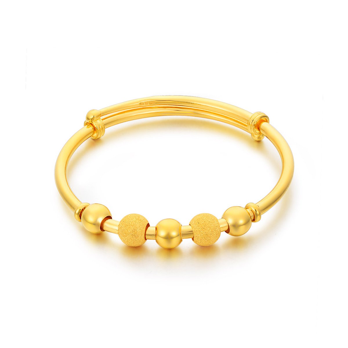 足金转运珠挂珠黄金手镯精品计价