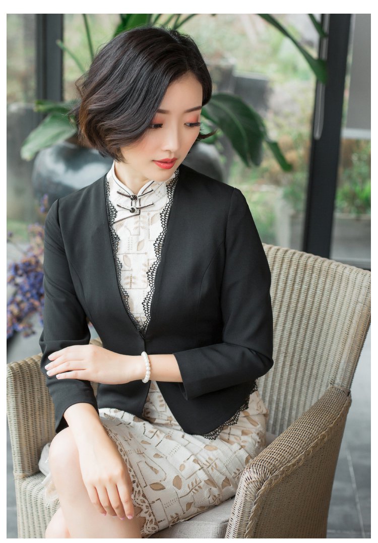 夏若晴 春季外搭女短款小西装旗袍外搭开衫外套