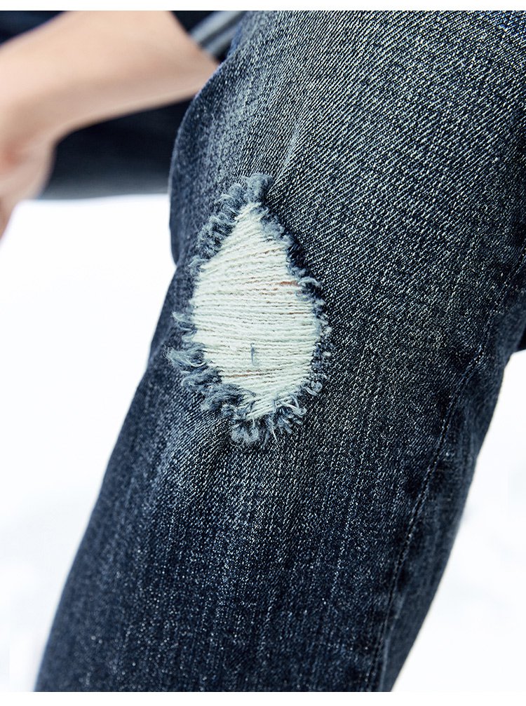 2018秋季新款男士牛仔裤破洞水洗修身款