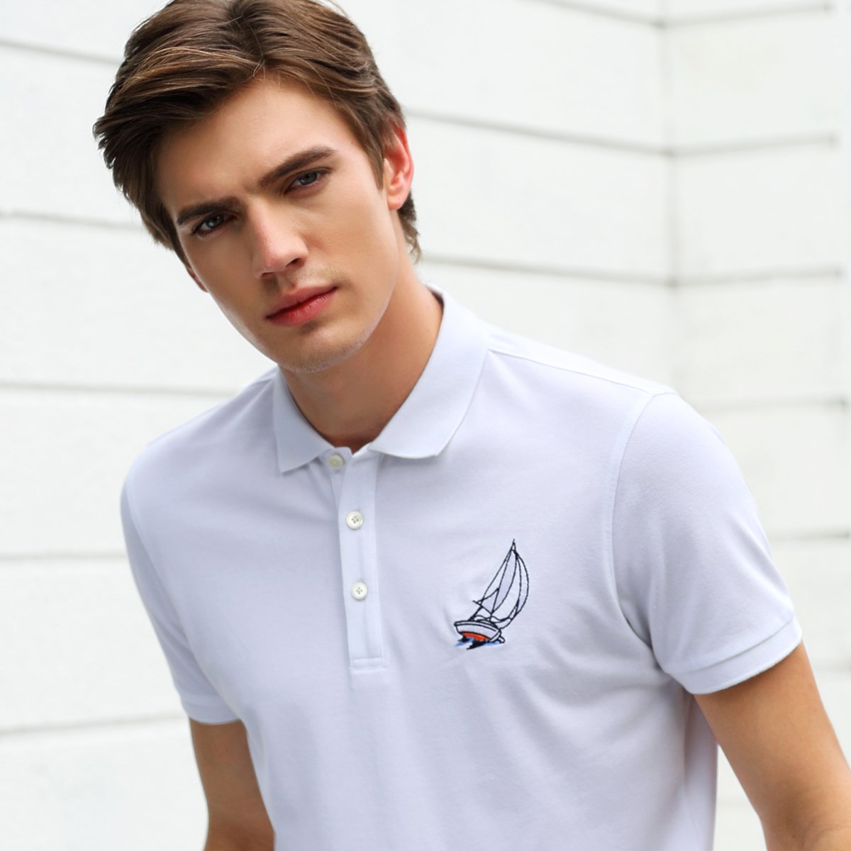 布先生男装特卖旗舰店春夏趣味帆船绣花花纱polo衫at2162-22a_唯品会