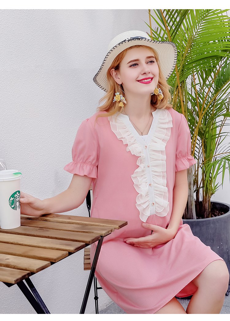 流行元素: 荷叶边 弹性: 无弹 哺乳开口: 前面中开扣 适用人群: 孕妇