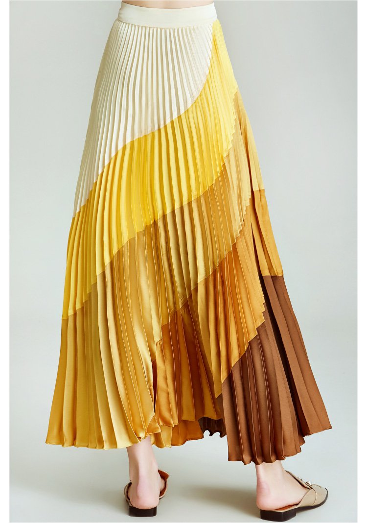 垂坠浪漫大裙摆 渐变高腰秋季百褶半身裙