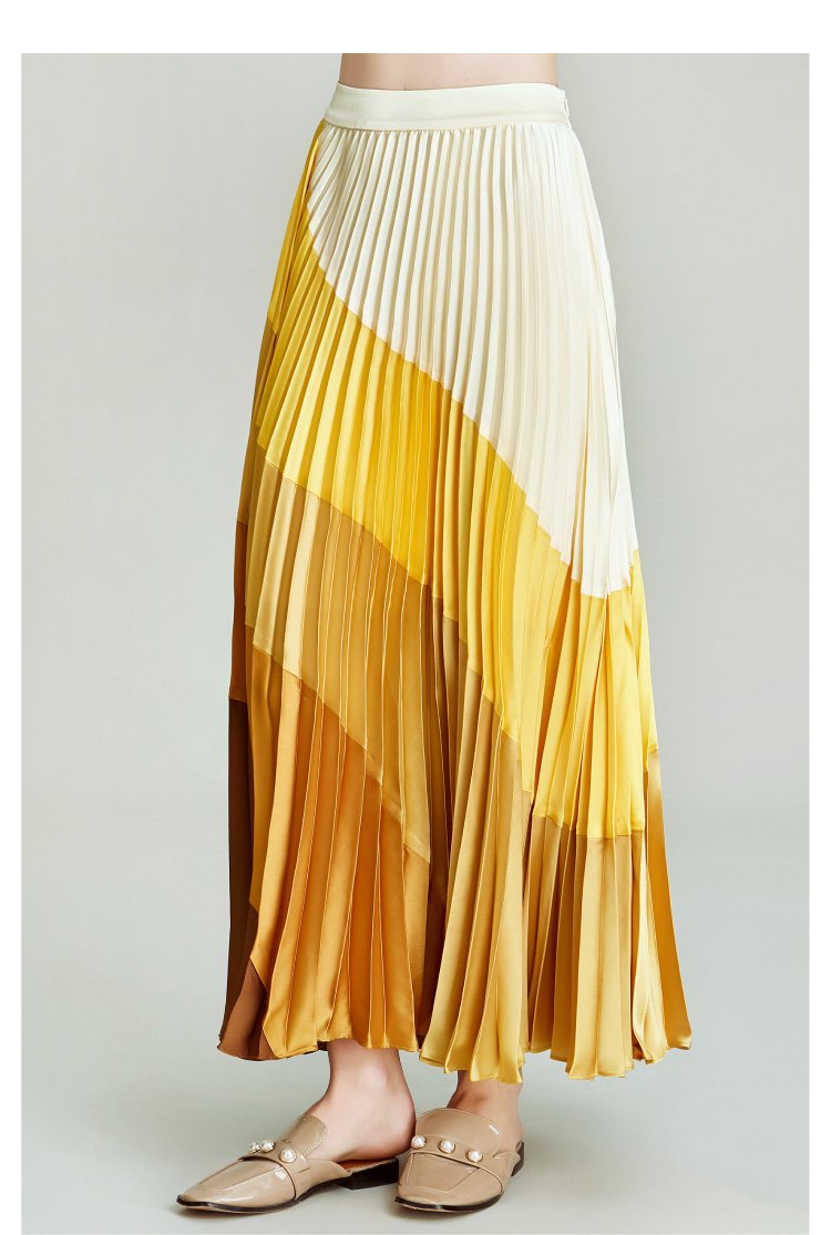 垂坠浪漫大裙摆 渐变高腰秋季百褶半身裙