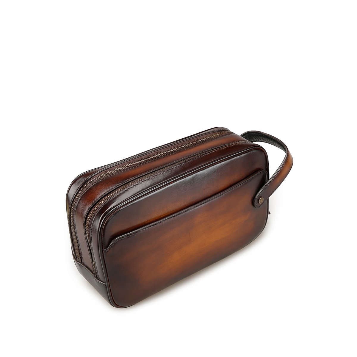 进口 擦色小牛皮男士洗漱包