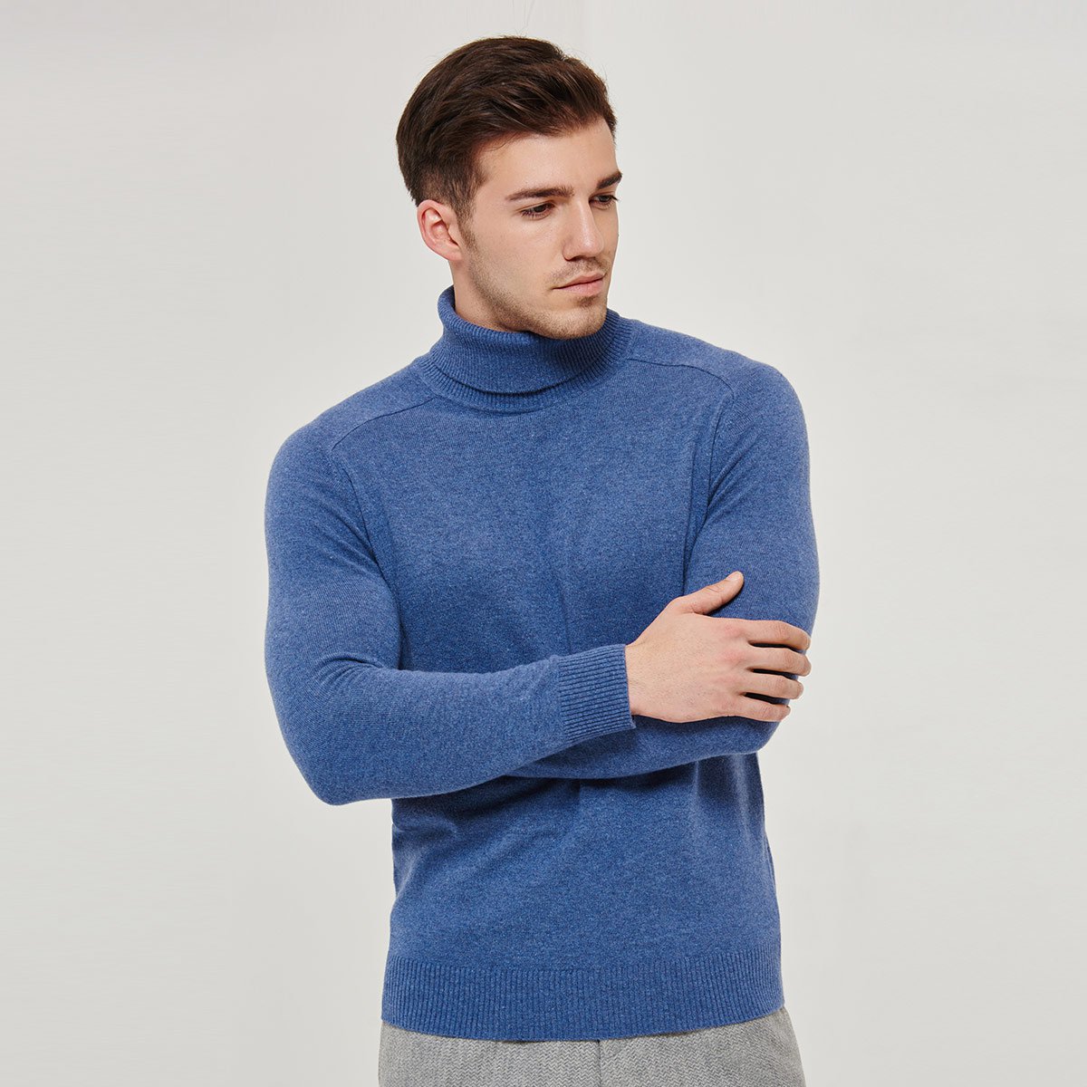 恒源祥男式插肩袖高领羊绒衫