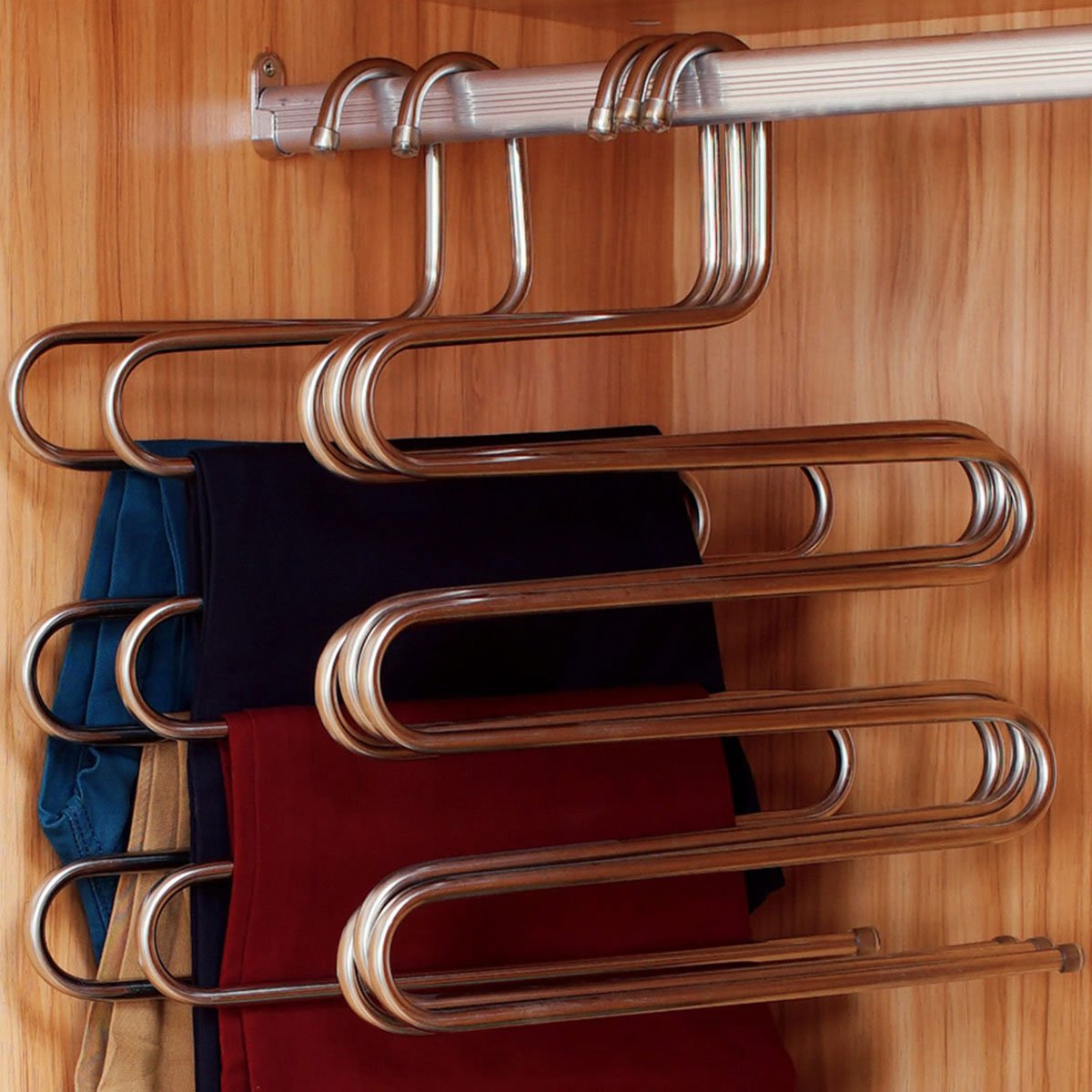 5只装 s型不锈钢三层裤架