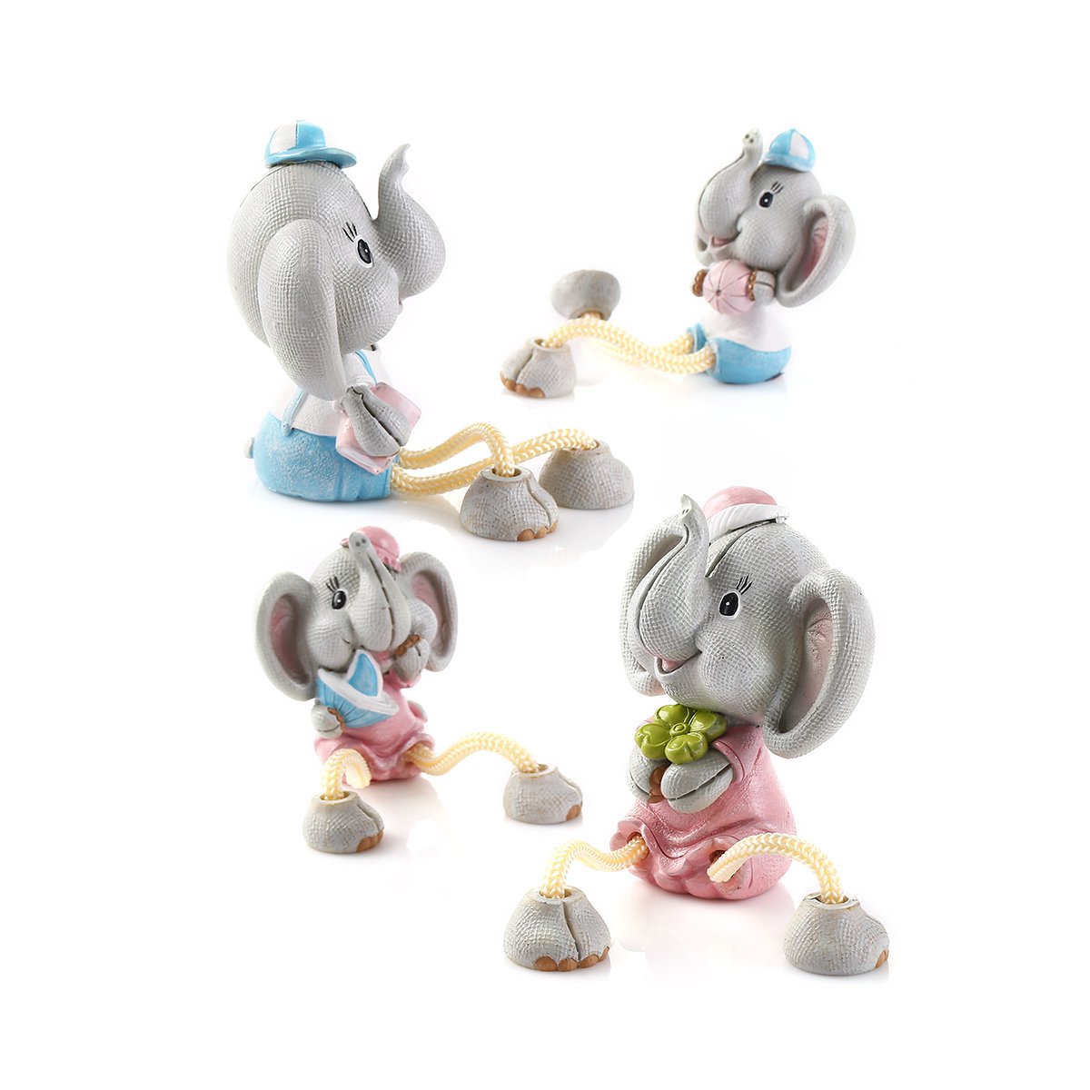 四口之家小象吊脚娃娃装饰摆件