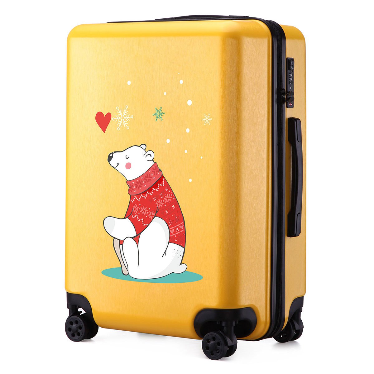 个性款北极熊图案拉杆箱旅行箱万向轮小清新行李箱女男韩版学生托运