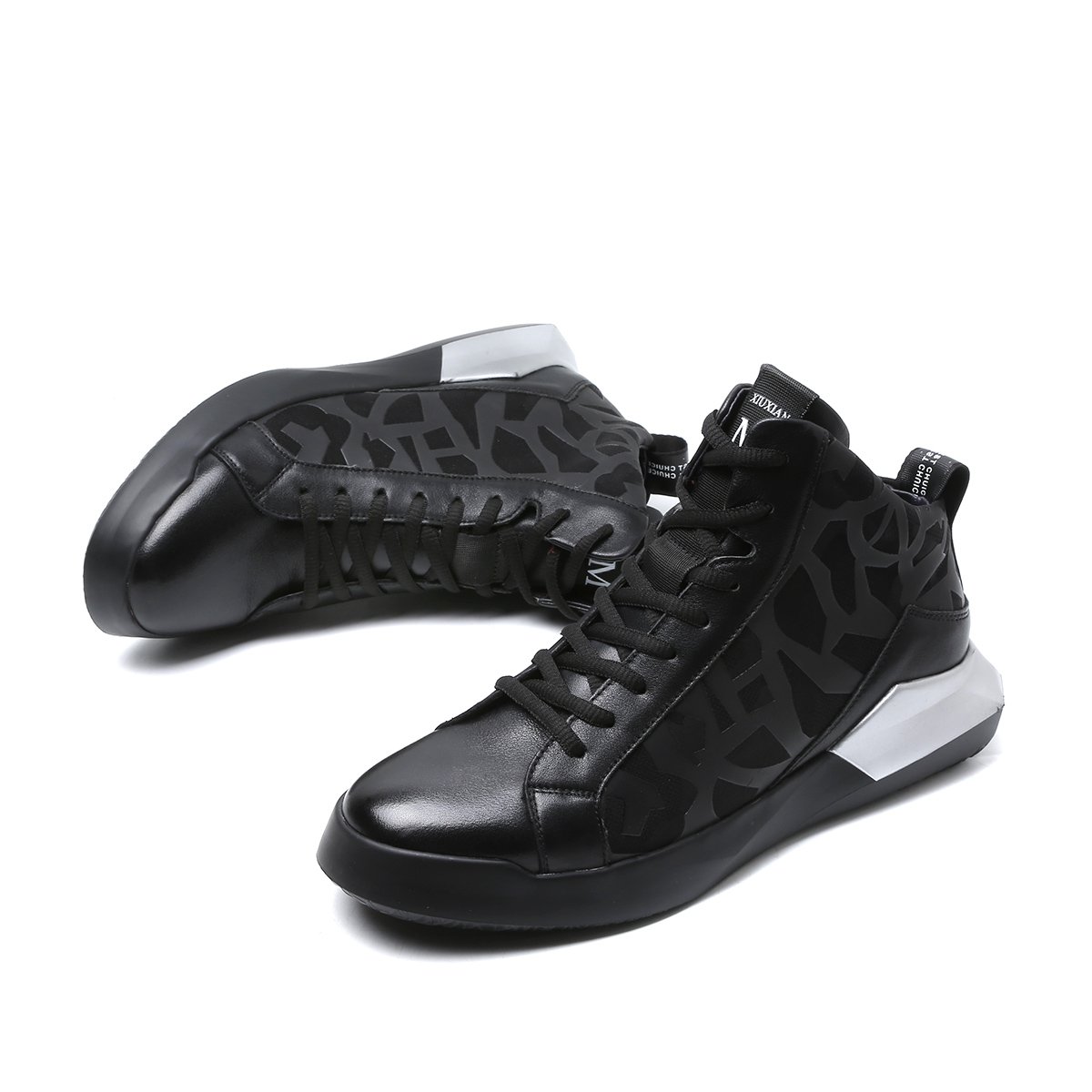 男鞋运动靴子增高男士防滑弹力牛皮舒适霸气短靴运动鞋子