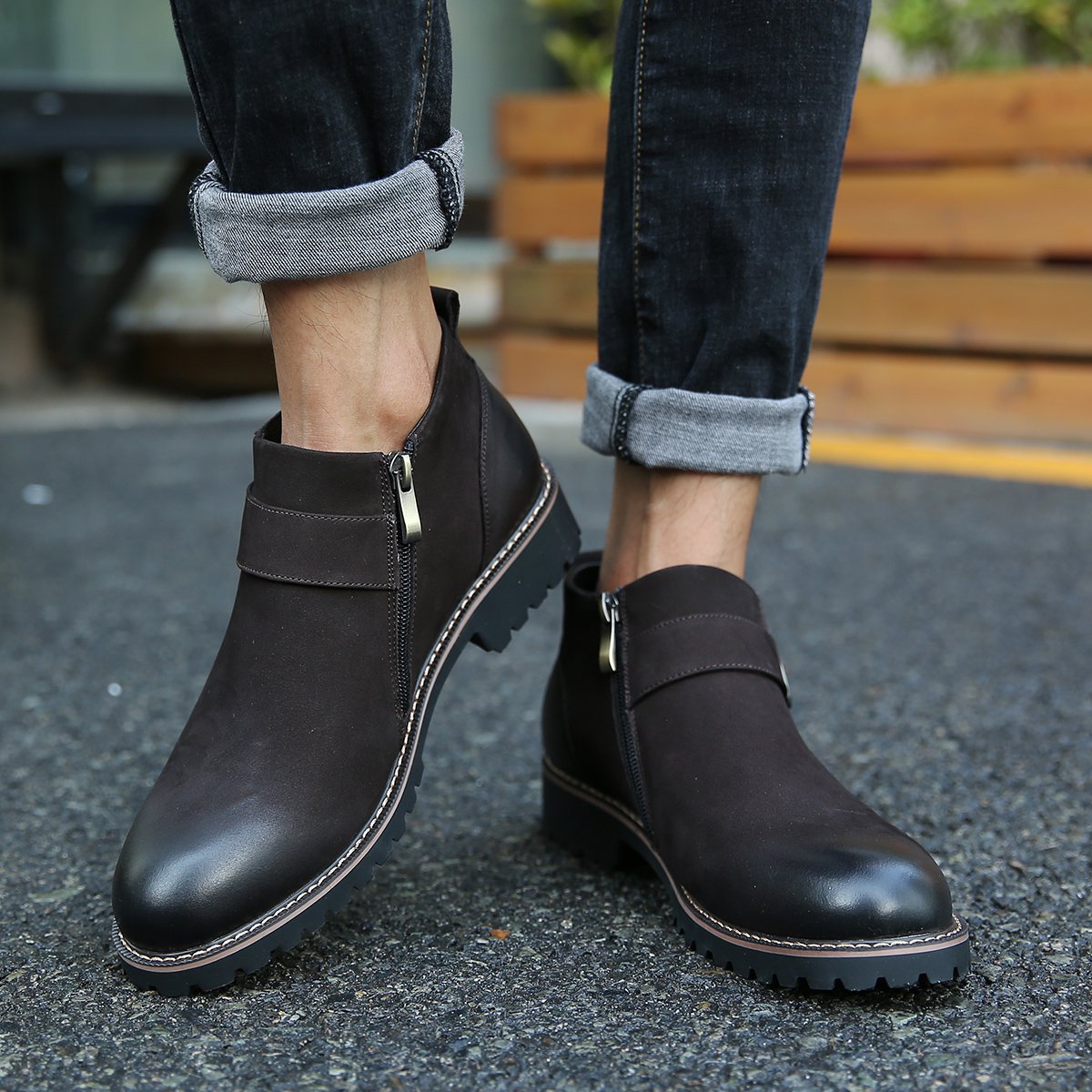 新款男士英伦马丁靴男靴子真皮潮流男短靴磨砂牛皮切尔西靴