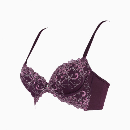 triumph/黛安芬女款蕾丝刺绣拼接3/4上薄下厚支撑型内衣文胸16-7435
