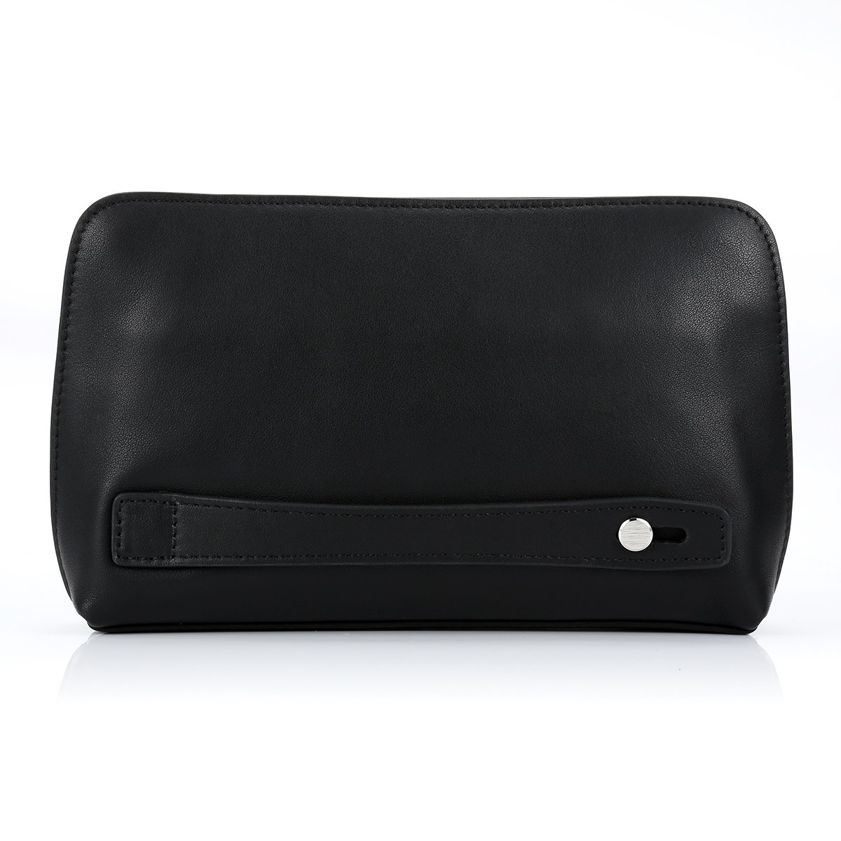 头层牛皮光面经典商务大容量手拿包