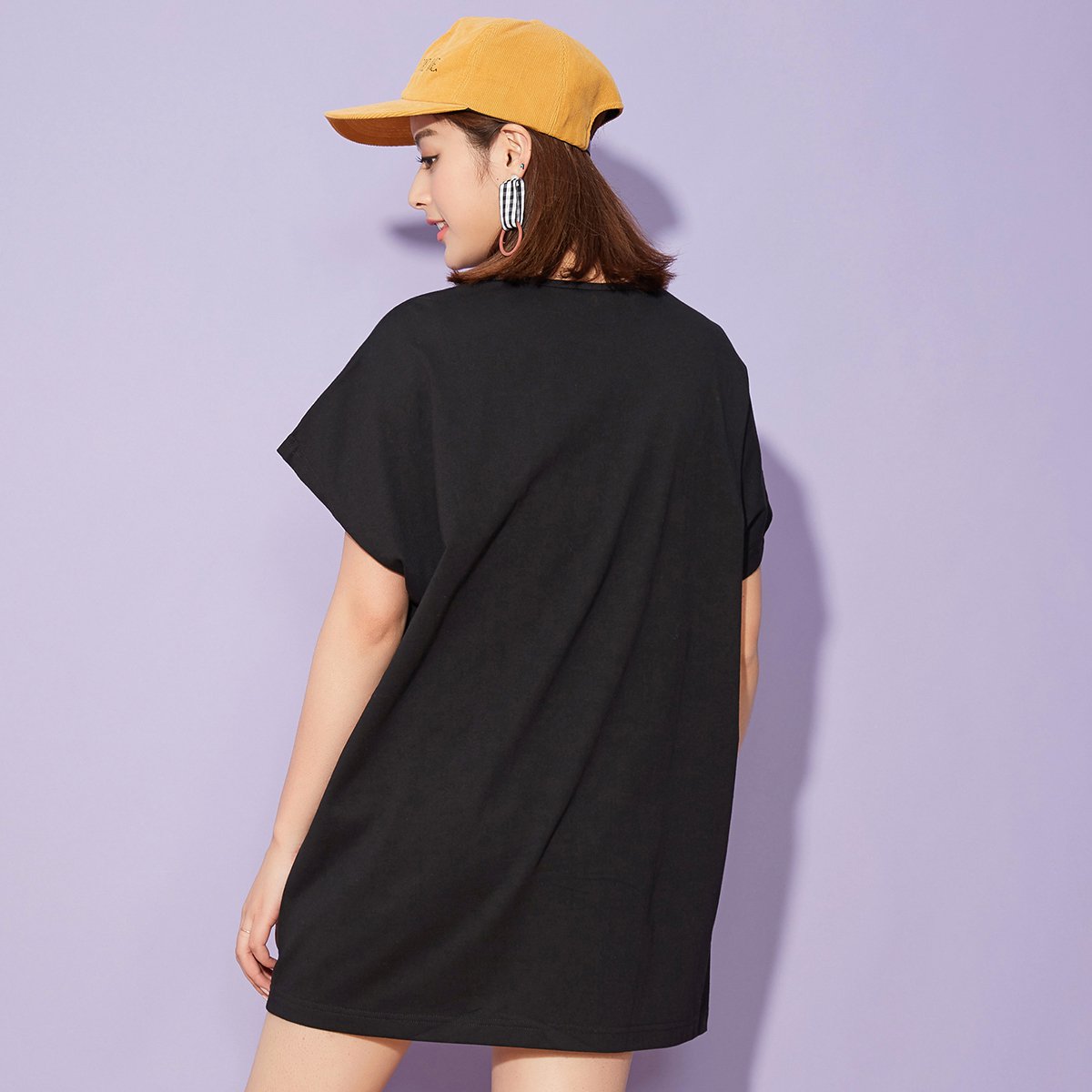 美特斯邦威女迪士尼大白拼接印花宽松短袖圆领t恤