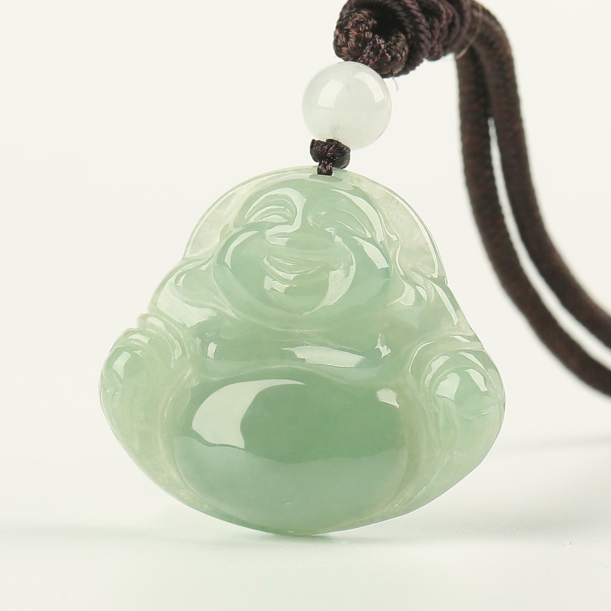 凤禧 天然a货翡翠油青种佛公玉吊坠