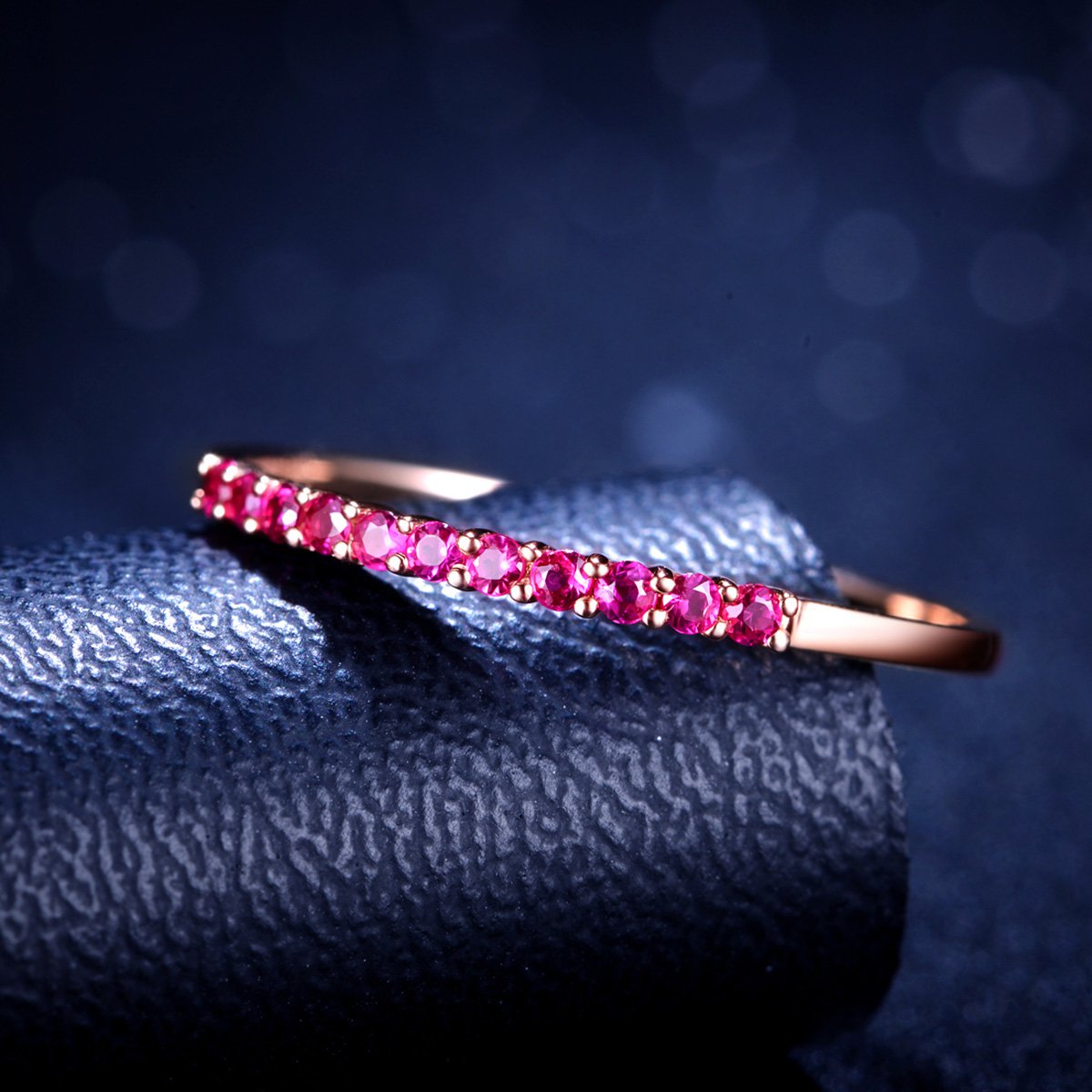 伊士蔓 【公主排戒】玫瑰18k金红宝石女戒/彩宝/宝石戒指