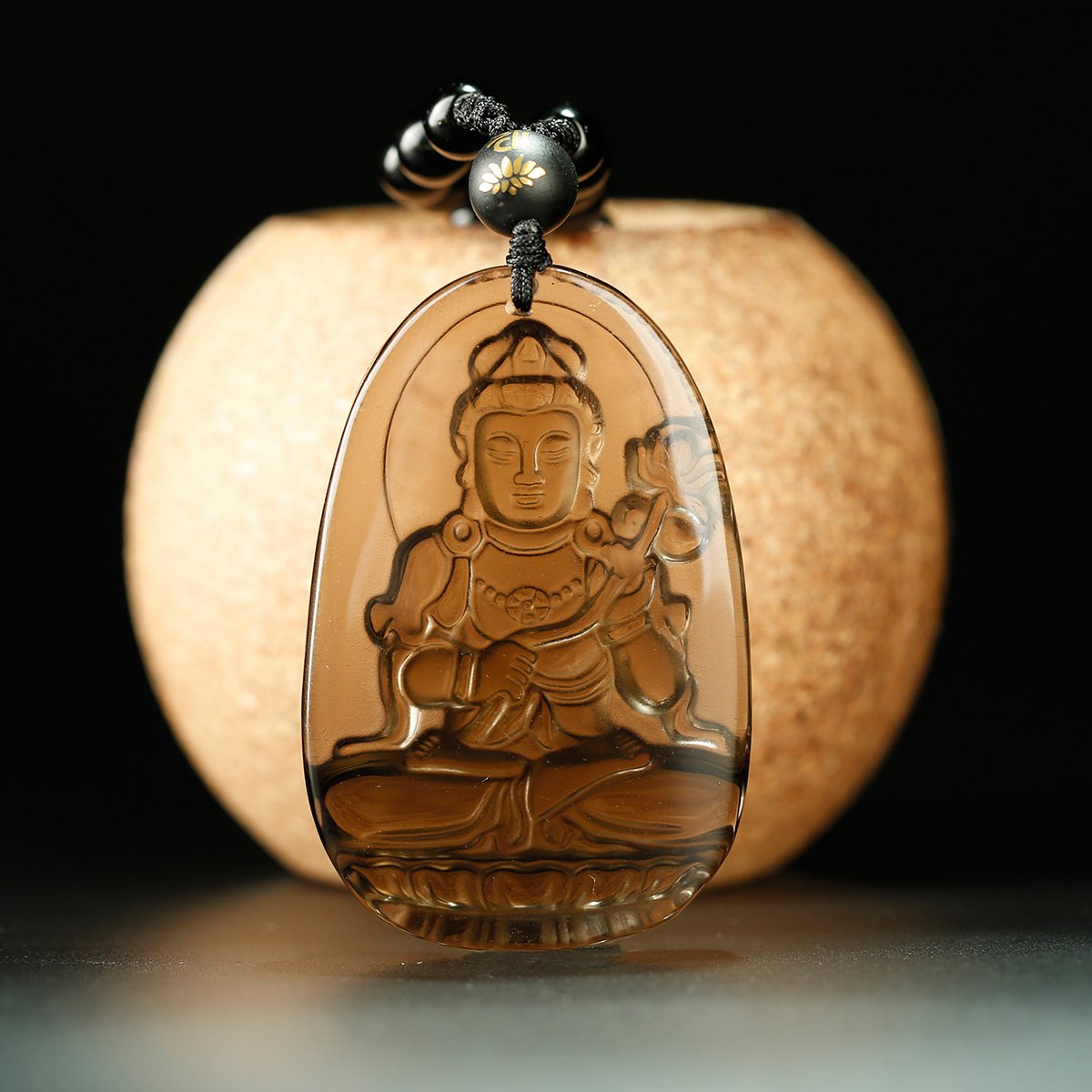 开光冰种黑曜石本命佛吊坠十二生肖护身佛属狗不动明王文殊菩萨