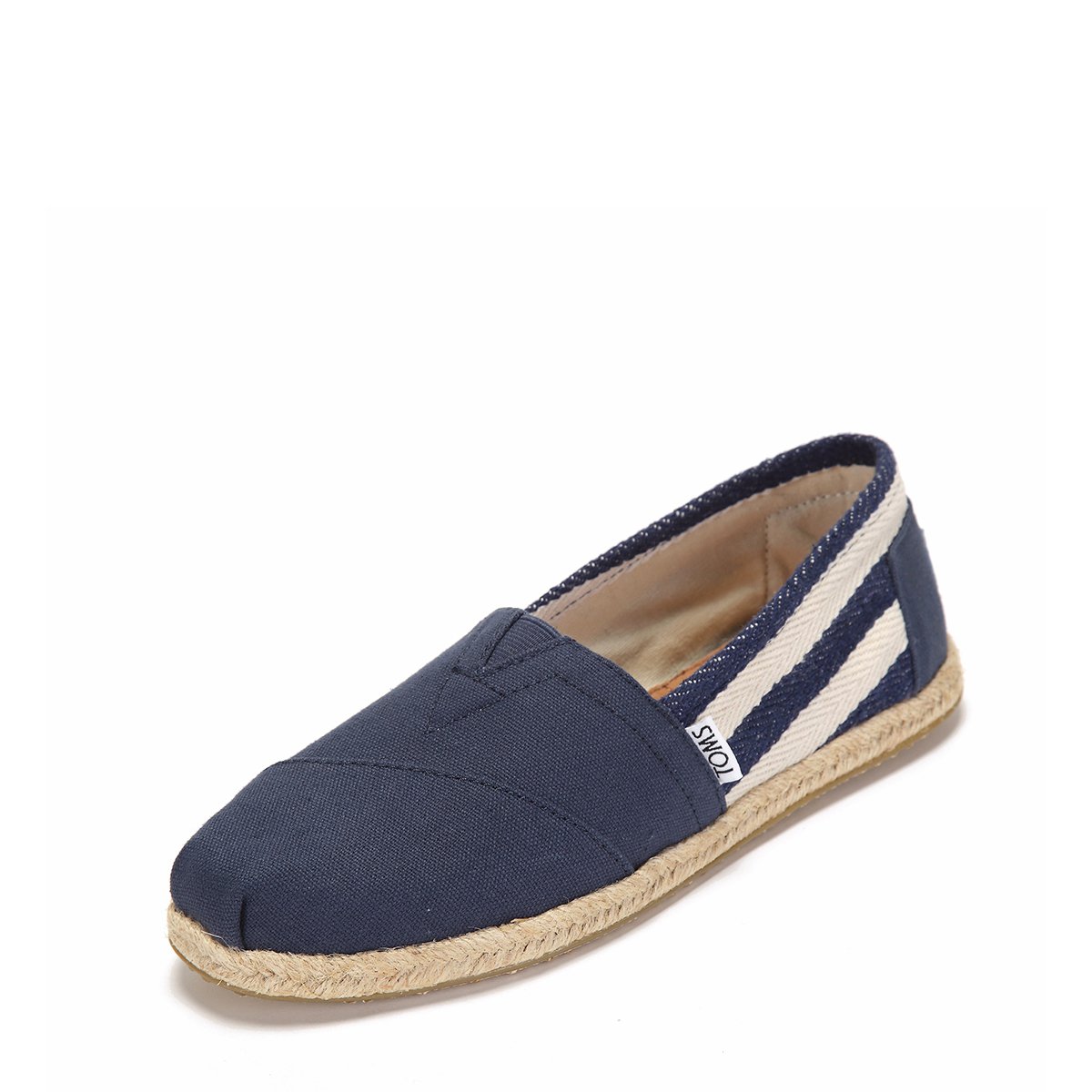 toms女鞋学院风经典条纹帆布鞋懒人布鞋平底休闲女渔夫鞋