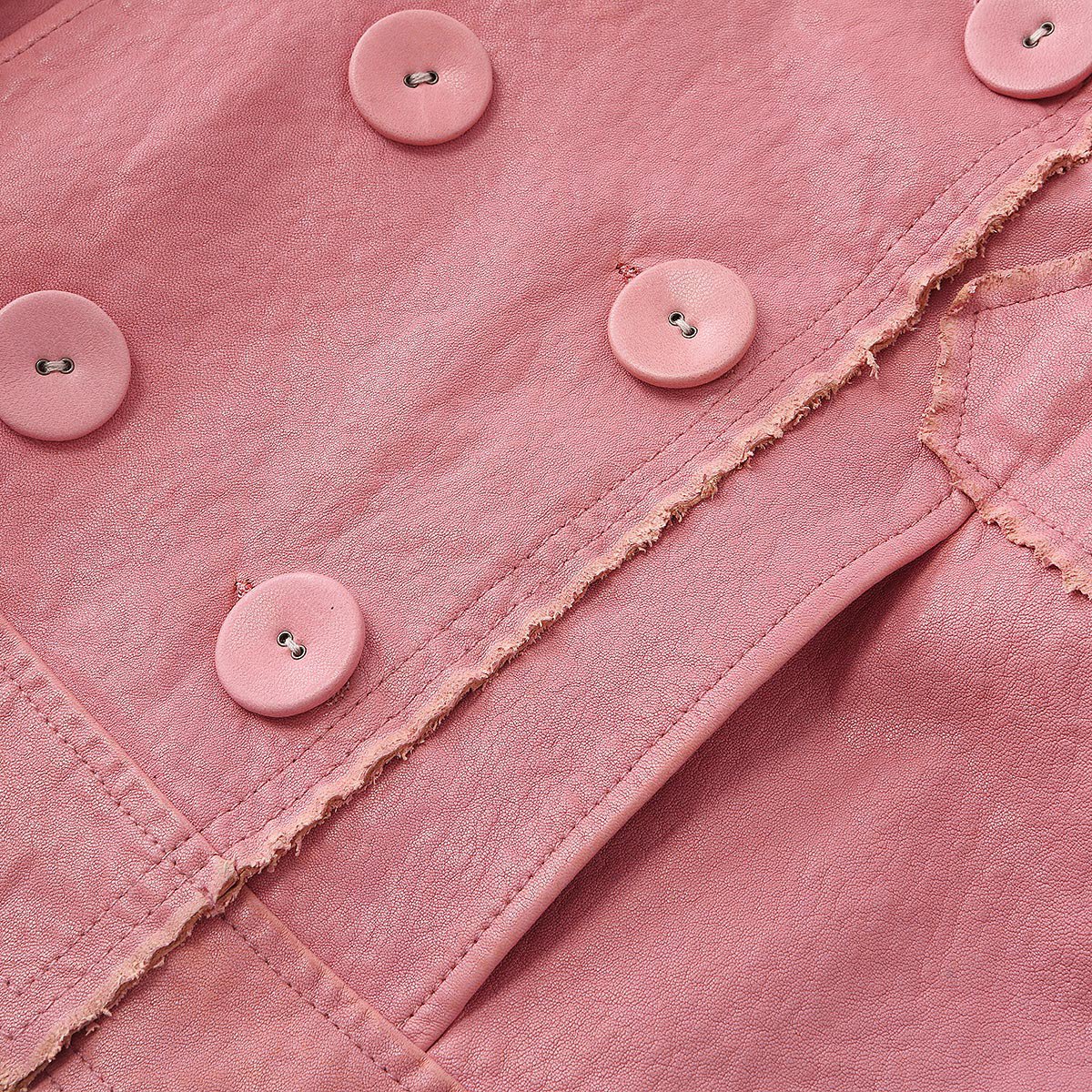 粉色时尚做旧绵羊皮女式皮外套