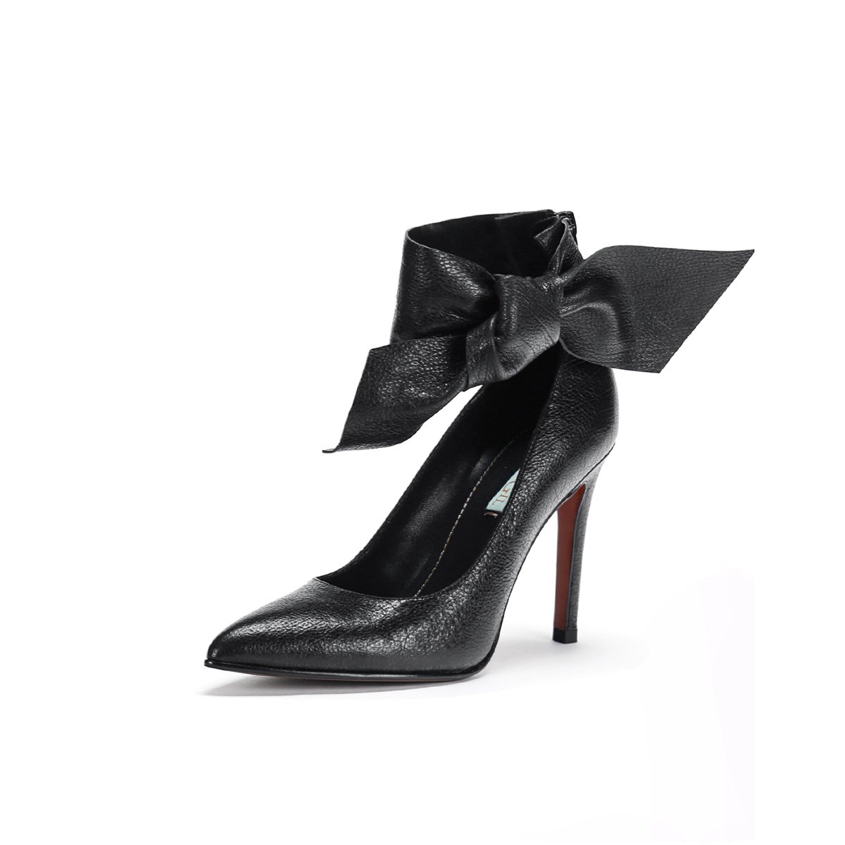 帕克吉尔 西班牙进口新款贵族夫人系列大蝴蝶性感尖头高跟鞋女单鞋