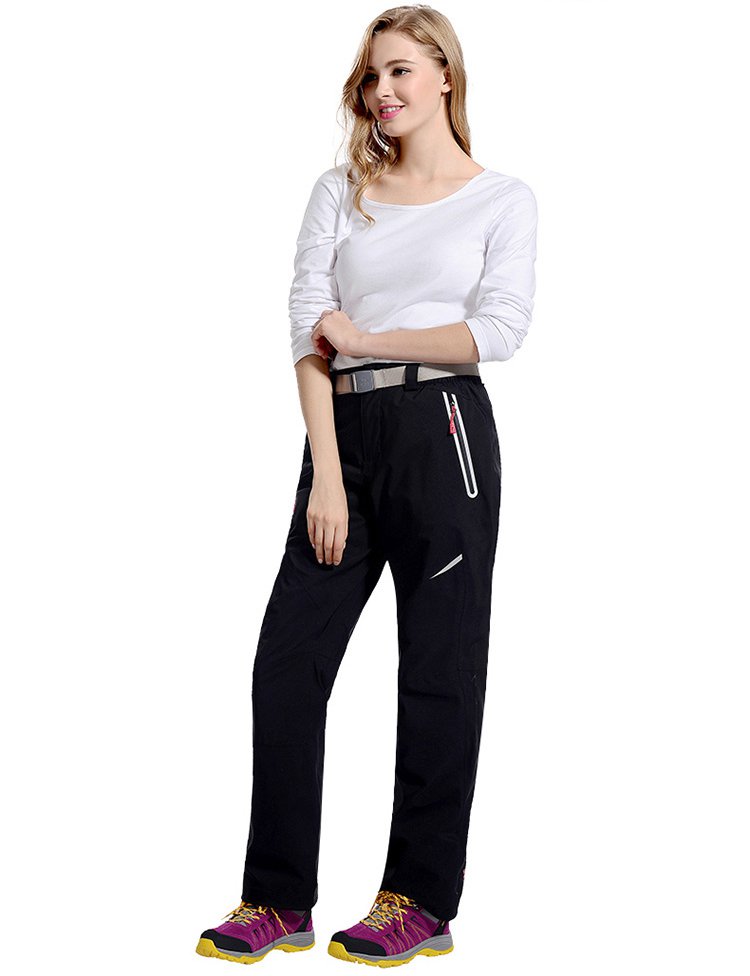 透气保暖 女款黑色单层冲锋裤