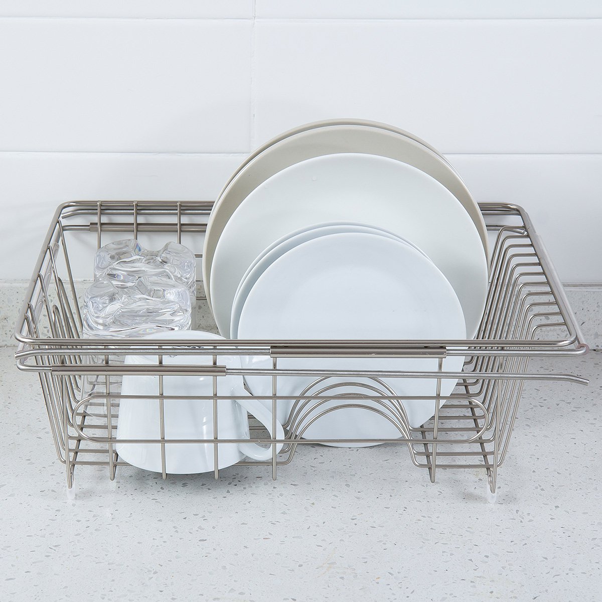 镀镍厚制伸缩厨房沥水篮 水槽洗菜盆碗碟沥水架水果篮滤水篮