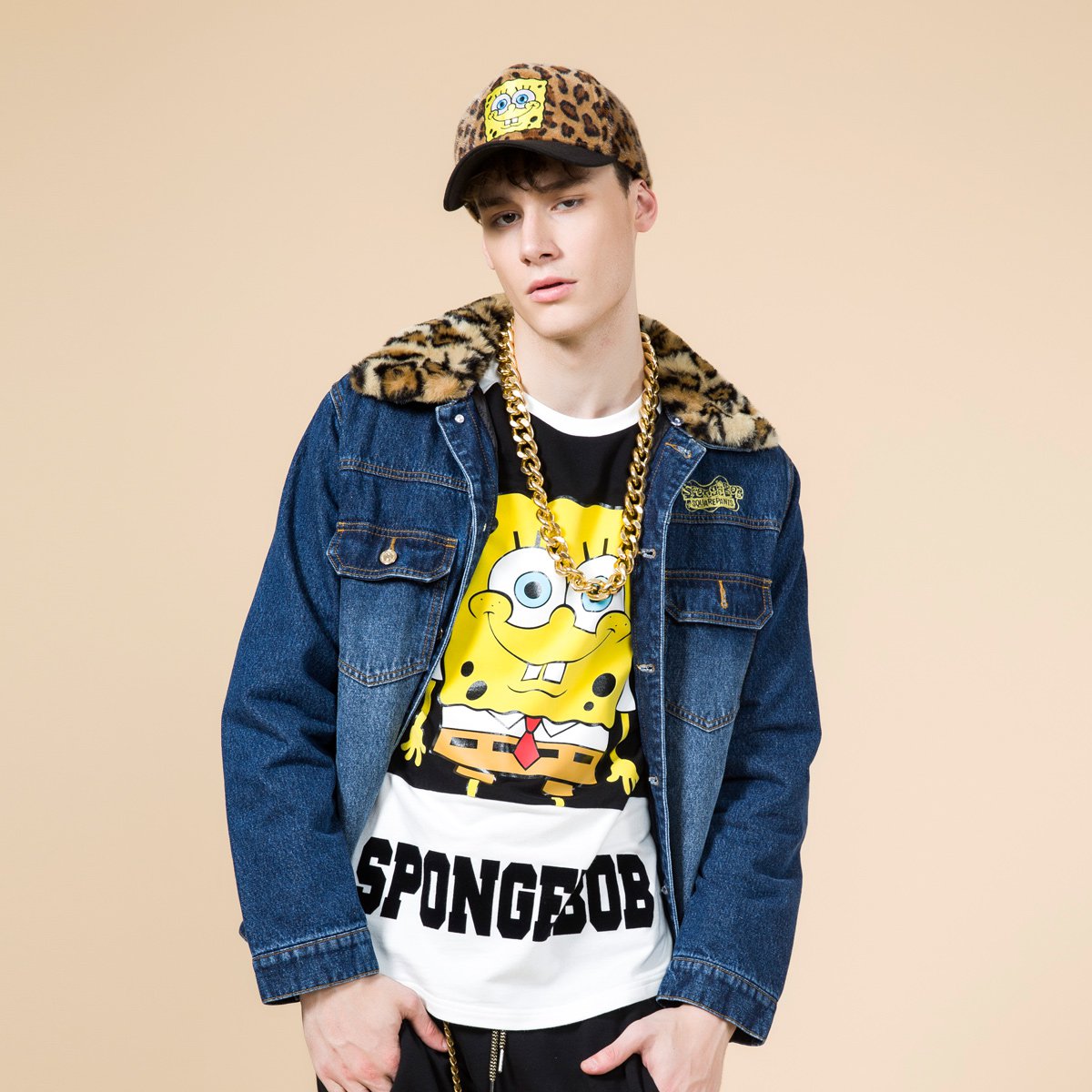 fun x spongebob海绵宝宝联名系列 牛仔外套男fun