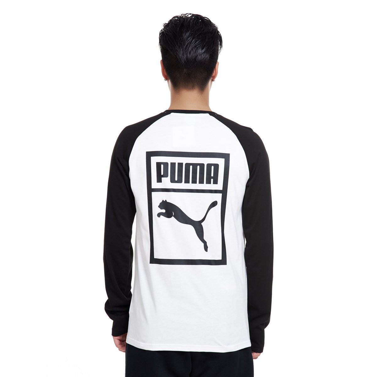 彪马puma 透气舒适 男款黑色/白色长袖t恤 基本系列