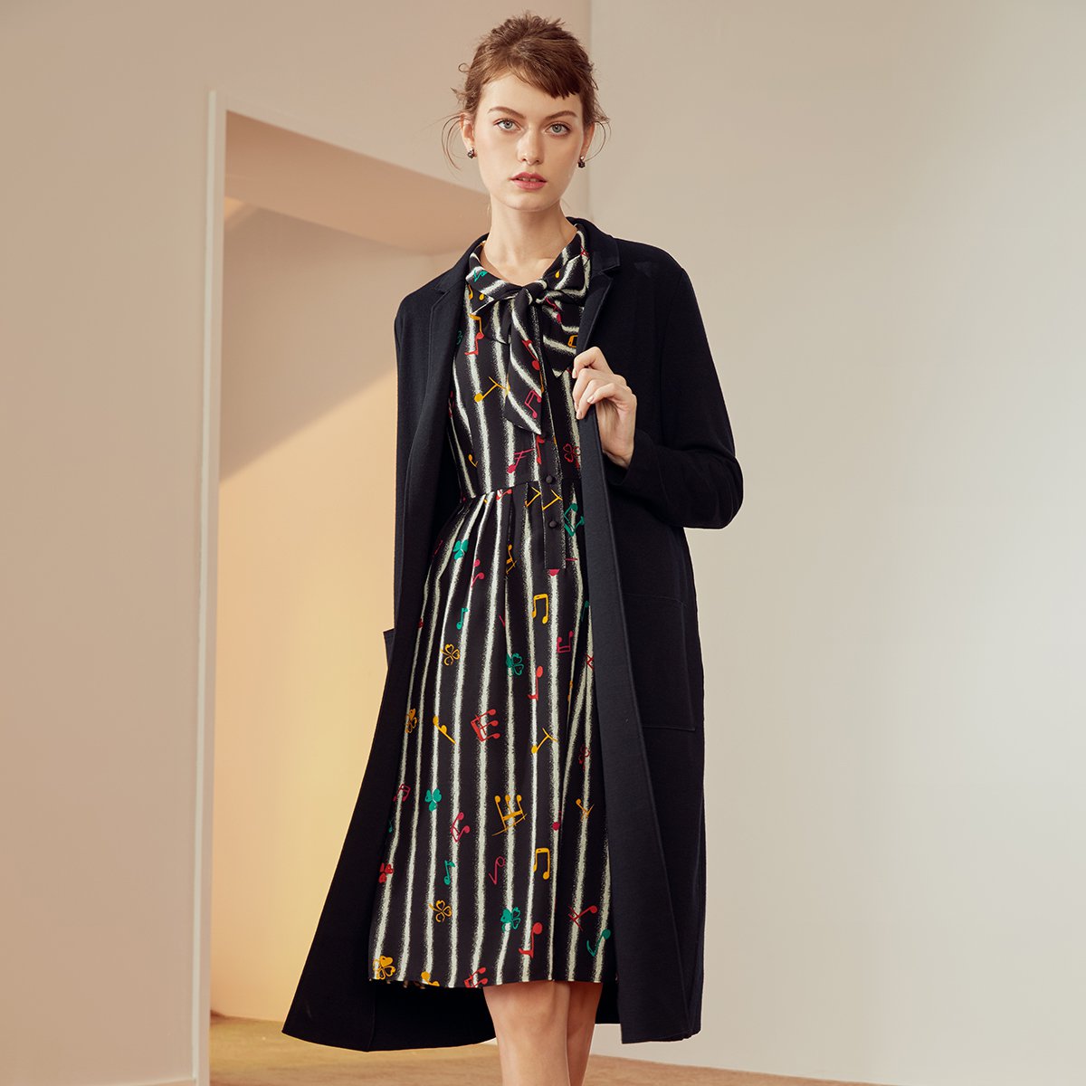 【唯品会】 玖姿juzui-玖姿秋装新款韩版羊毛针织薄外套纯色中长款