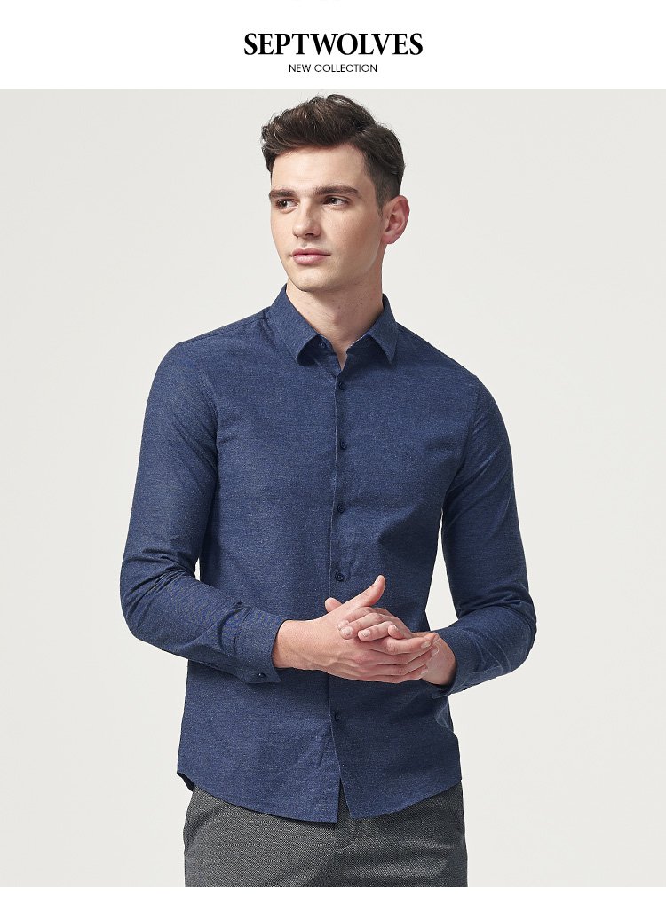 秋装 新款时尚休闲纯棉男士衬衫