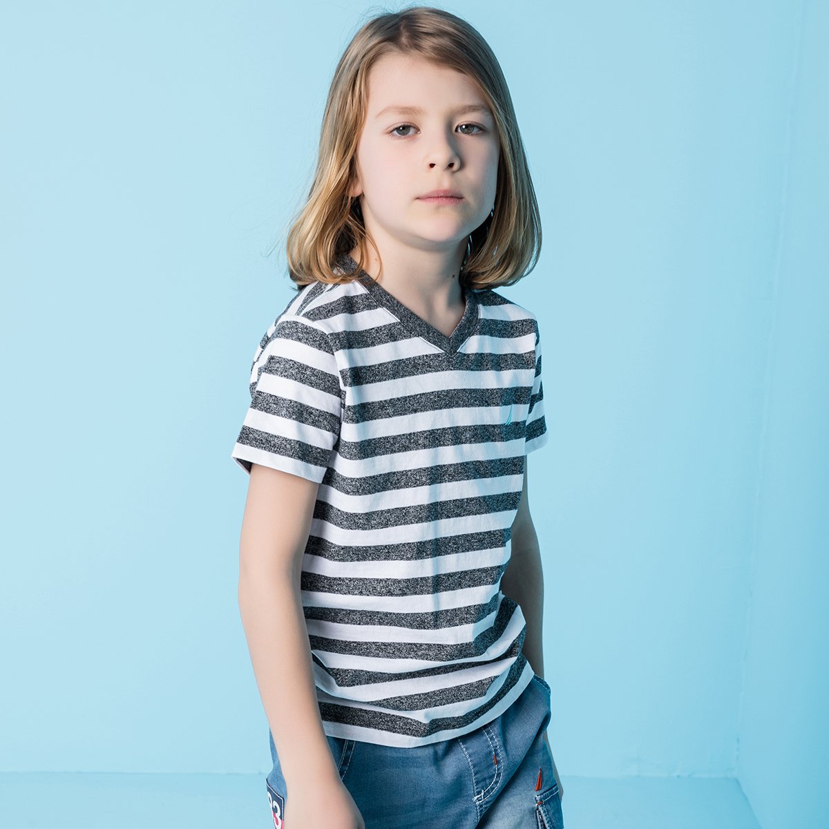 nautica诺帝卡童装中大童男童休闲短袖t恤