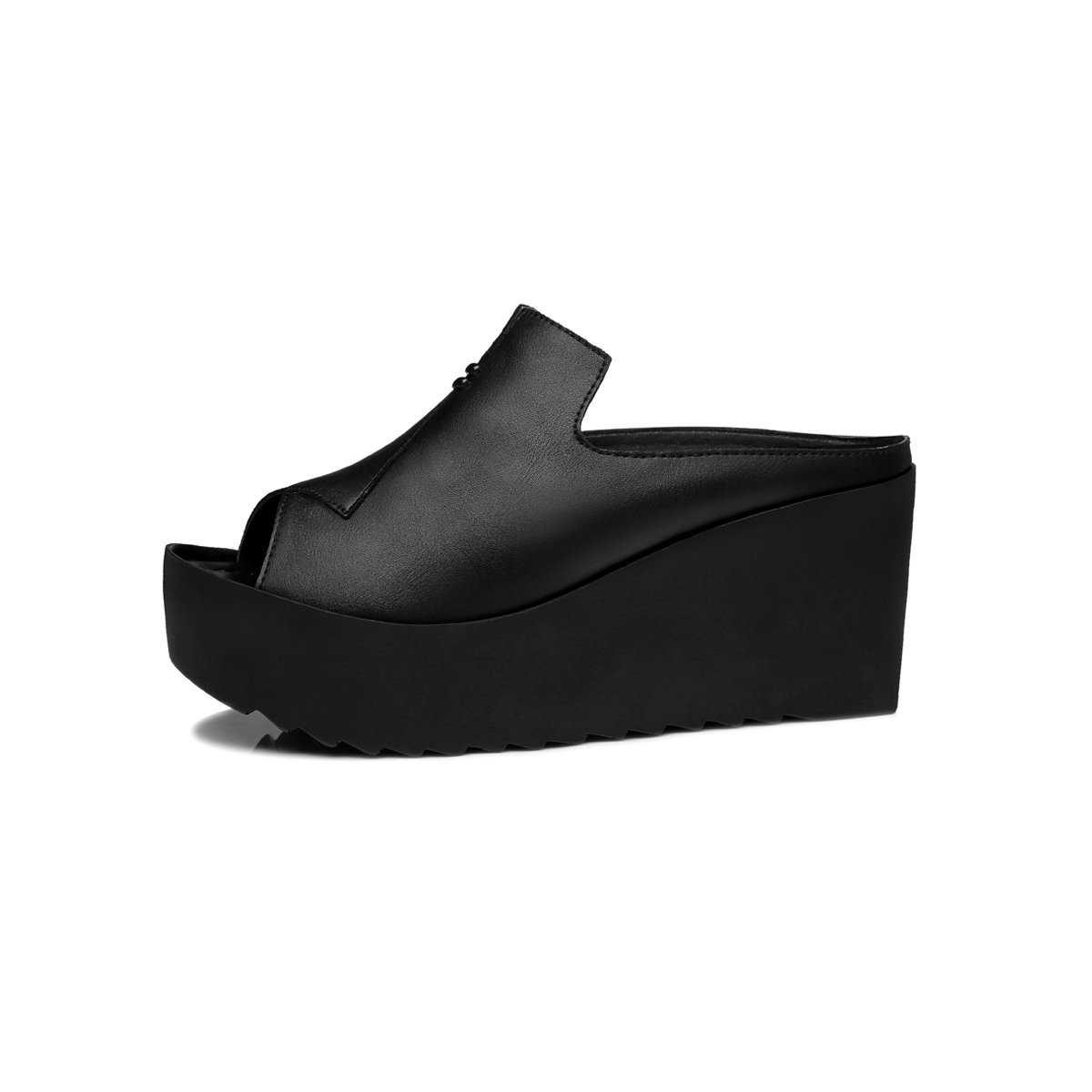 鱼嘴松糕坡跟防水台平底凉拖鞋