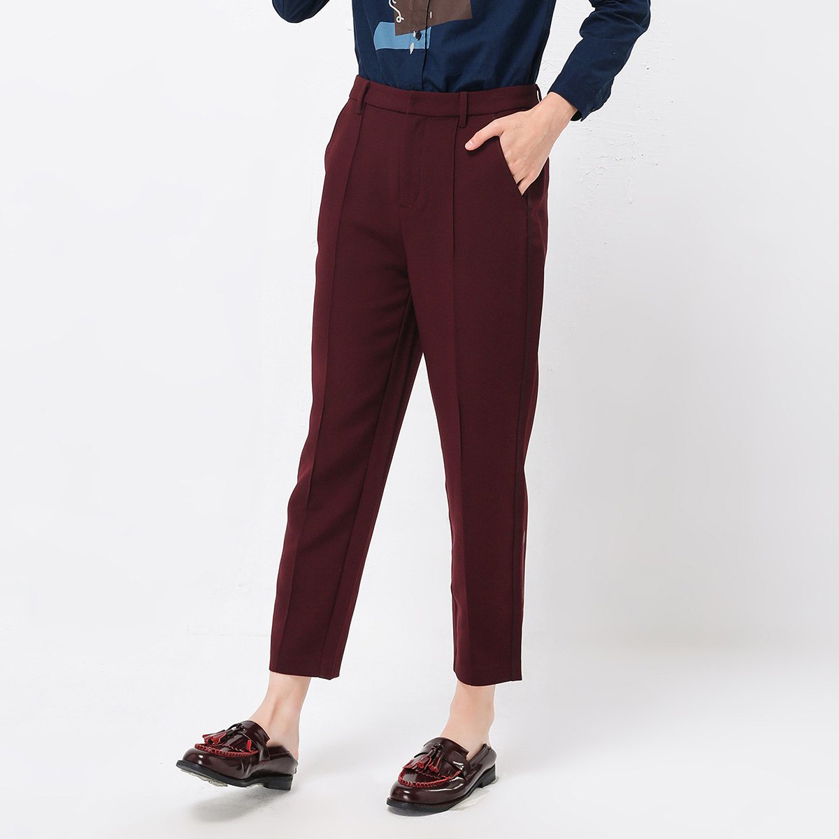 深绯色tr烟管裤