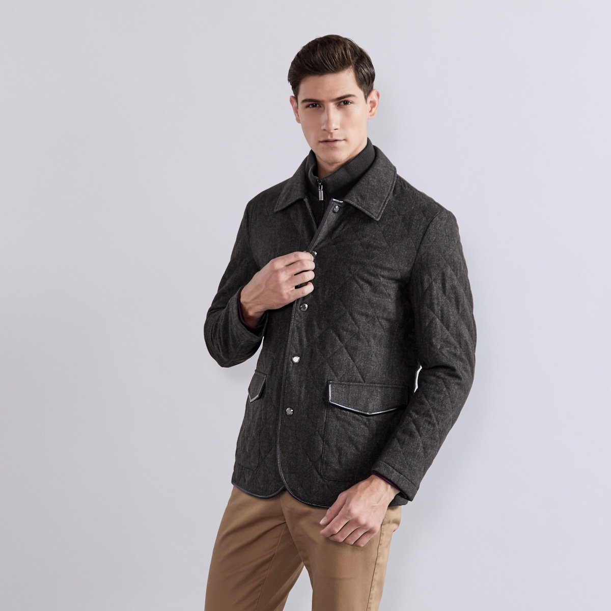 金利来goldlion男装专场 金利来男装秋冬天丝羊混纺商务男士棉服