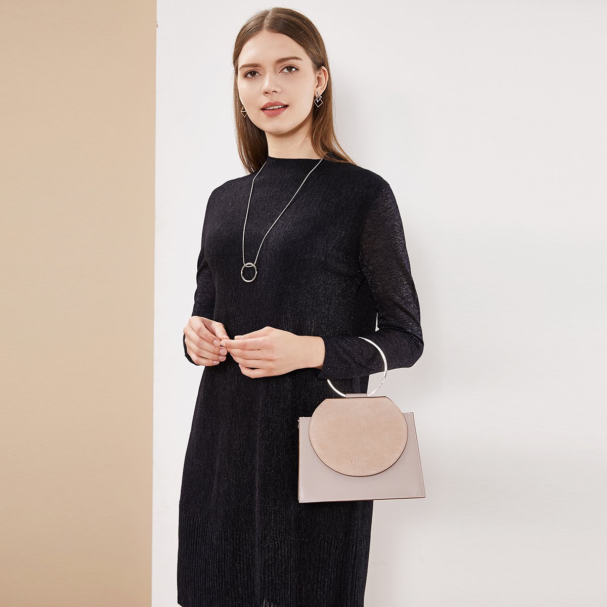 【唯品会】 卡迪黛尔卡迪黛尔cadidl连衣裙女长袖秋冬季修身中长款