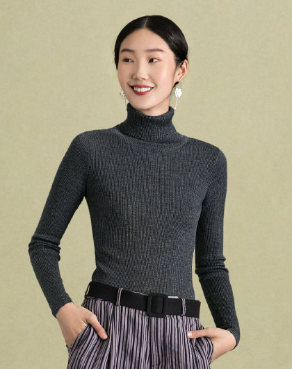 秋冬纯羊毛高领打底衫套头修身薄款内搭女款毛衣