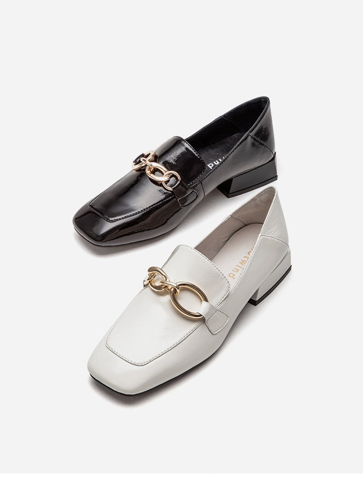 18年秋季新款【漆皮 金属装饰】饰扣女士皮鞋