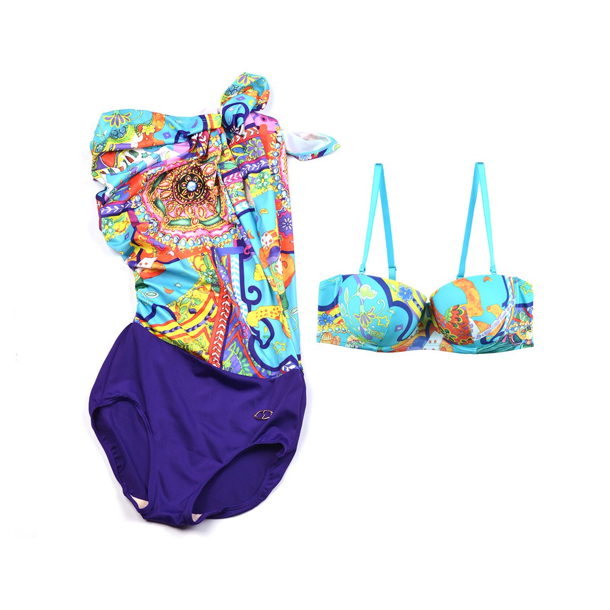 【18年新品】安莉芳带钢圈厚杯文胸2件装斜肩连体泳衣es0898