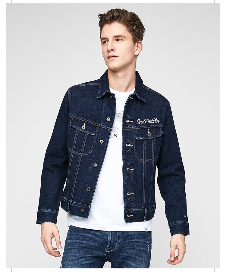 lee男款 2018年秋季101 潮流长袖牛仔夹克男士外套l324703se8vy_唯品