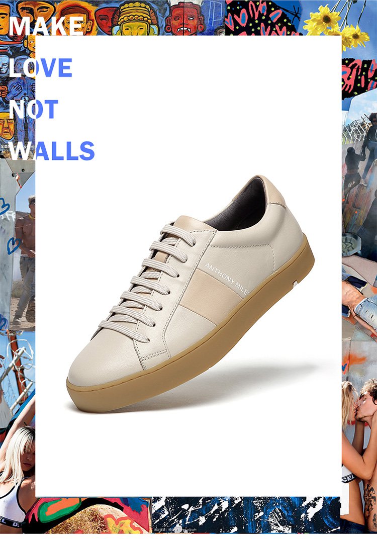 anthony miles安东尼米勒 2018新款男款牛皮潮流简约板鞋休闲鞋aa19a