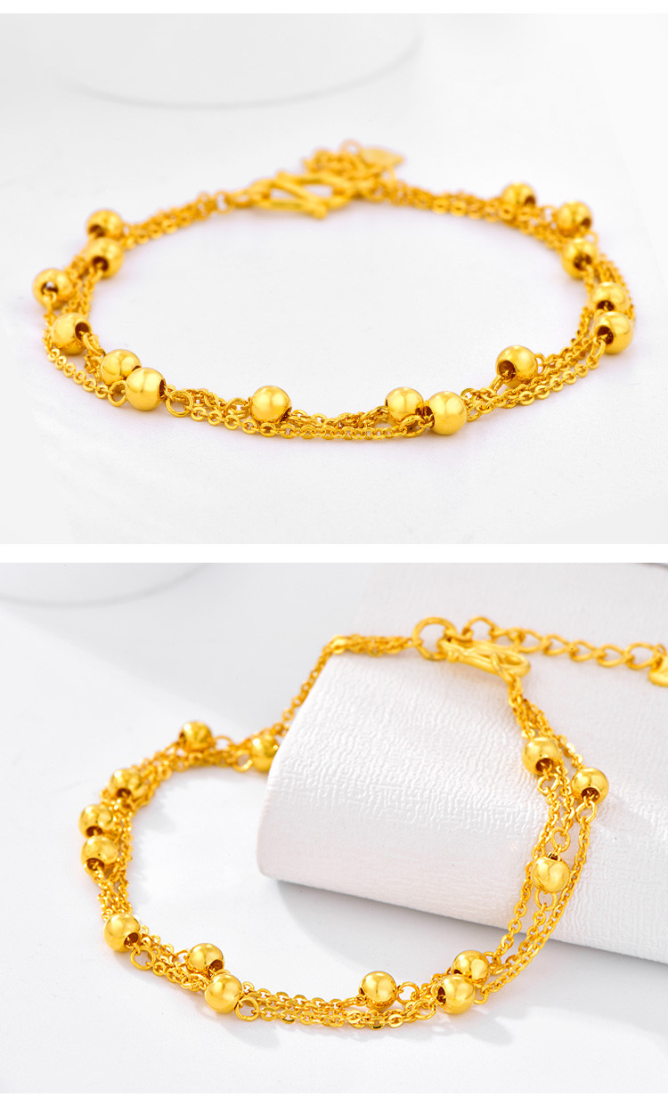 赛菲尔万足满天星足金999.9转运珠黄金手链女款计价