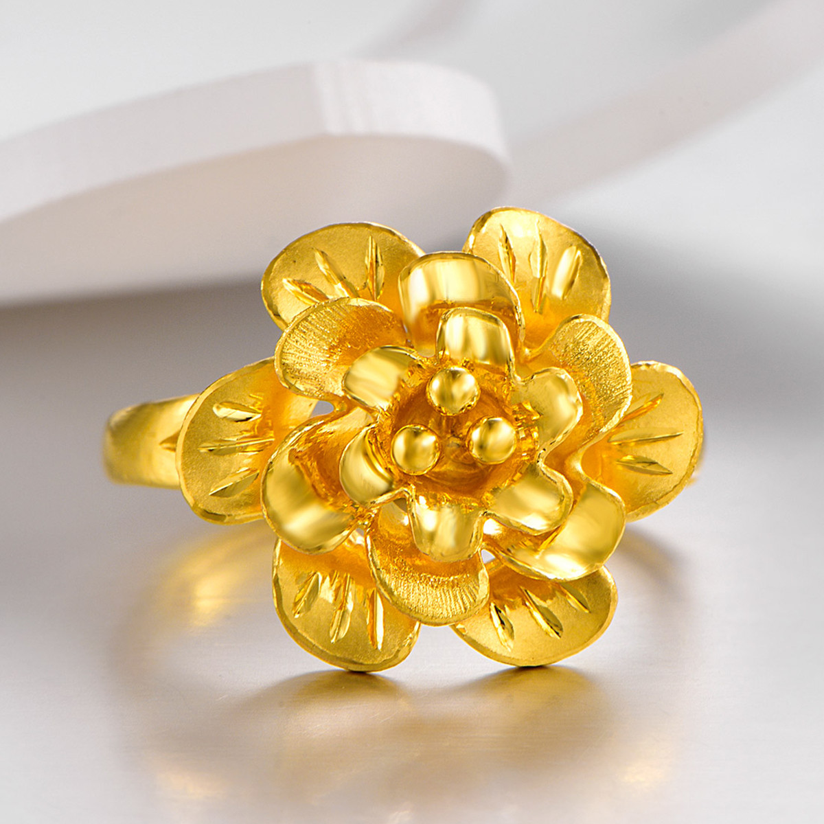 赛菲尔万足 coco李玟同款富贵花足金999.9女士黄金戒指(计价)