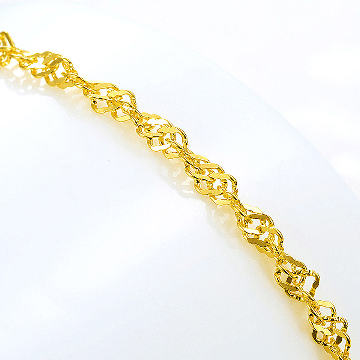 赛菲尔万足 双扣水波纹足金999.9黄金手链女款计价