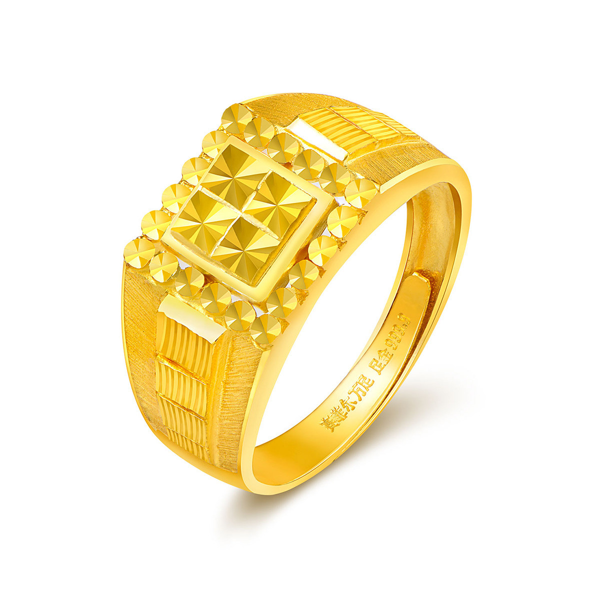 赛菲尔万足 闪耀仿钻足金999.9男士黄金戒指(计价)